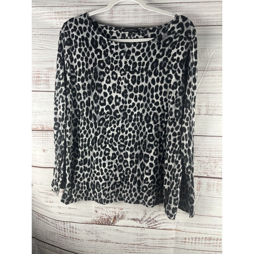 Mario Serrani Blouse Women’s Large Pullover Round Neck Long Sleeve